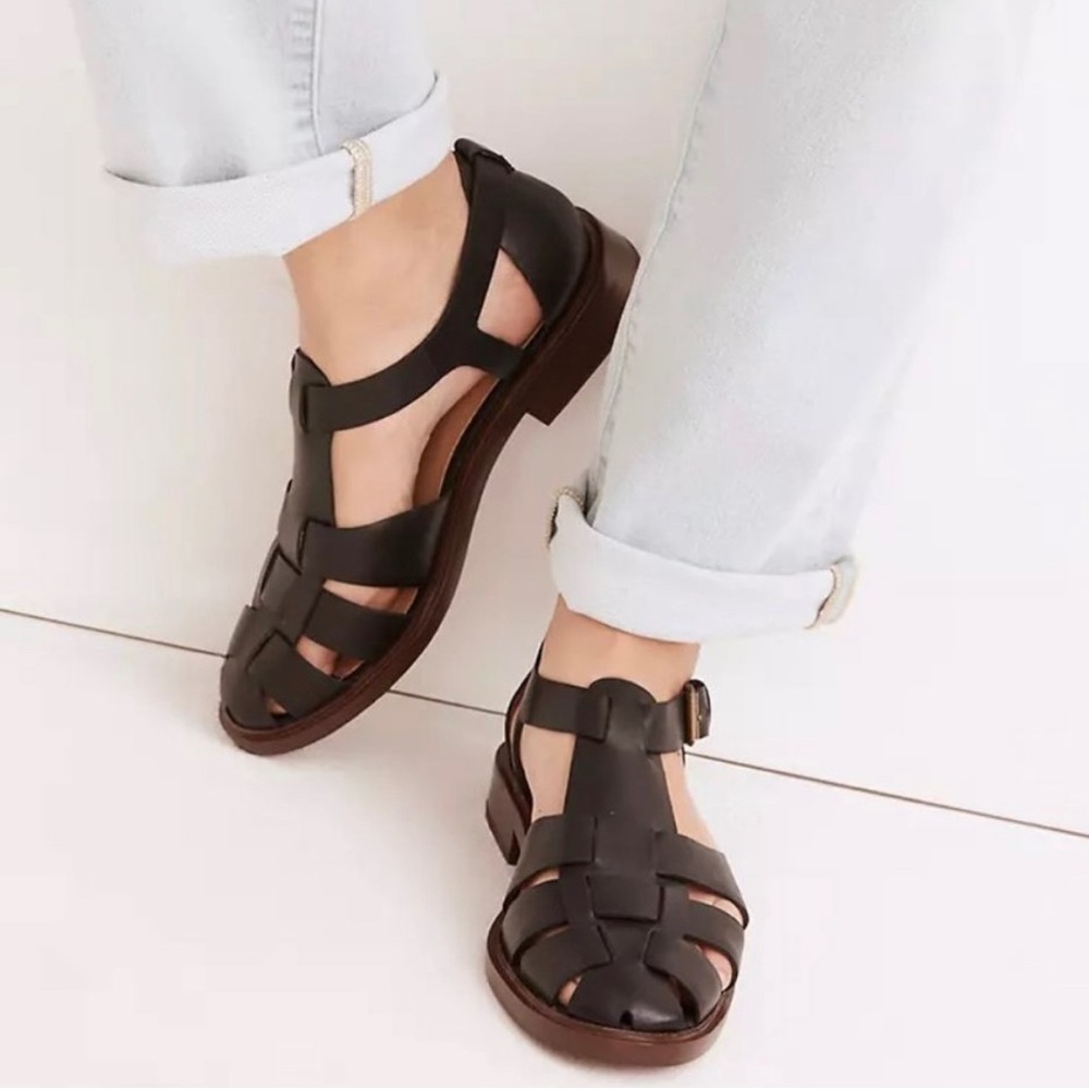 Madewell Rina Fisherman Sandals Black Size 10